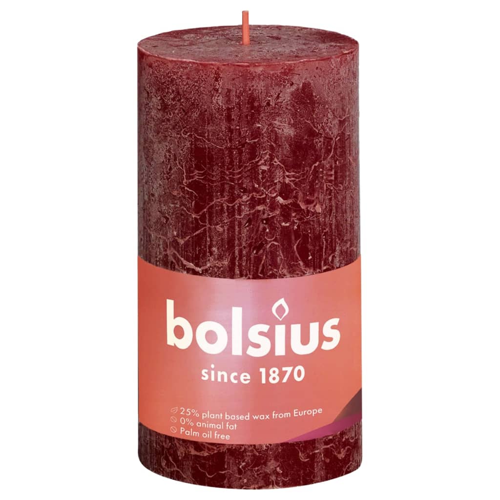 Bolsius Lumânări bloc rustice Shine, 4 buc., roșu catifelat, 130x68 mm Lando - Lando