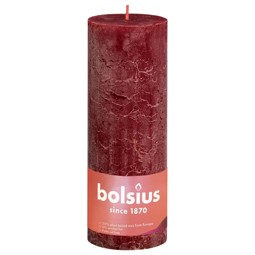 Bolsius Lumânări bloc rustice Shine, 4 buc., roșu catifelat, 190x68 mm Lando - Lando