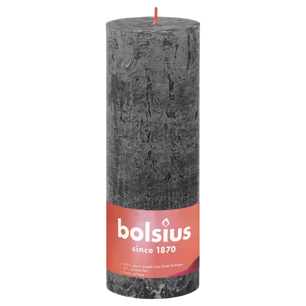 Bolsius Lumânări bloc rustice Shine, 4 buc., gri întunecat, 190x68 mm Lando - Lando