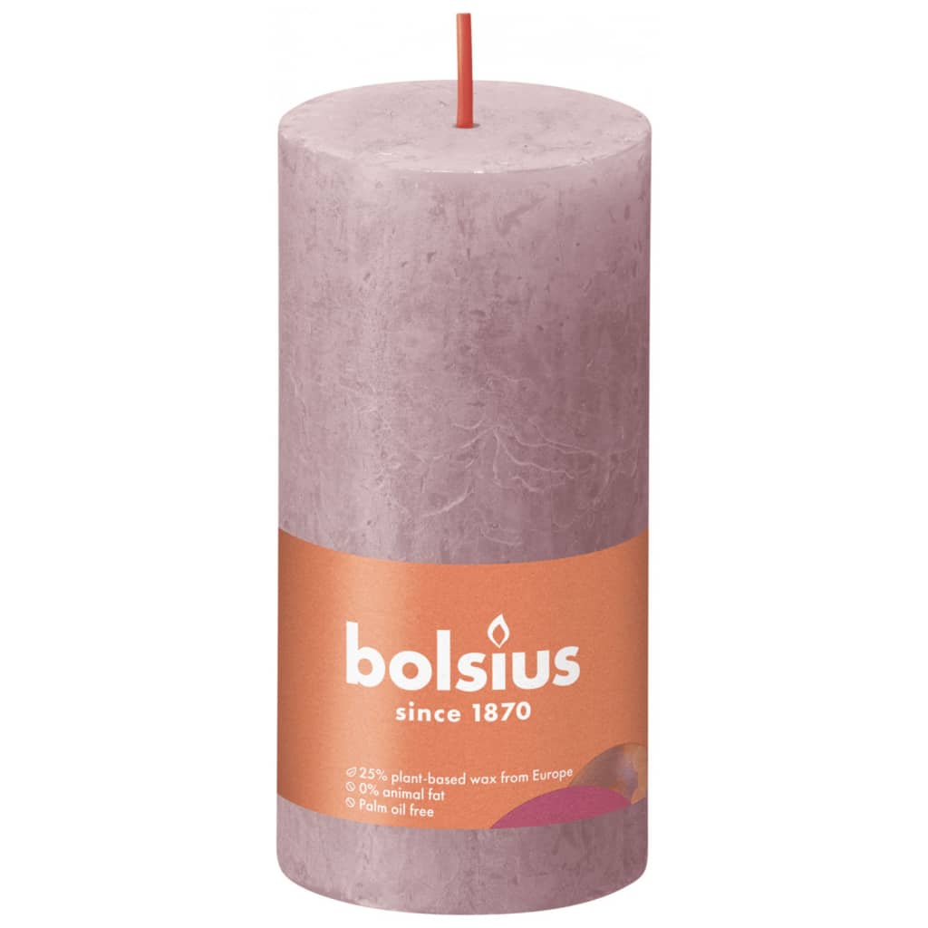 Bolsius Lumânări bloc rustice Shine, 8 buc., roz cenușiu, 100x50 mm Lando - Lando
