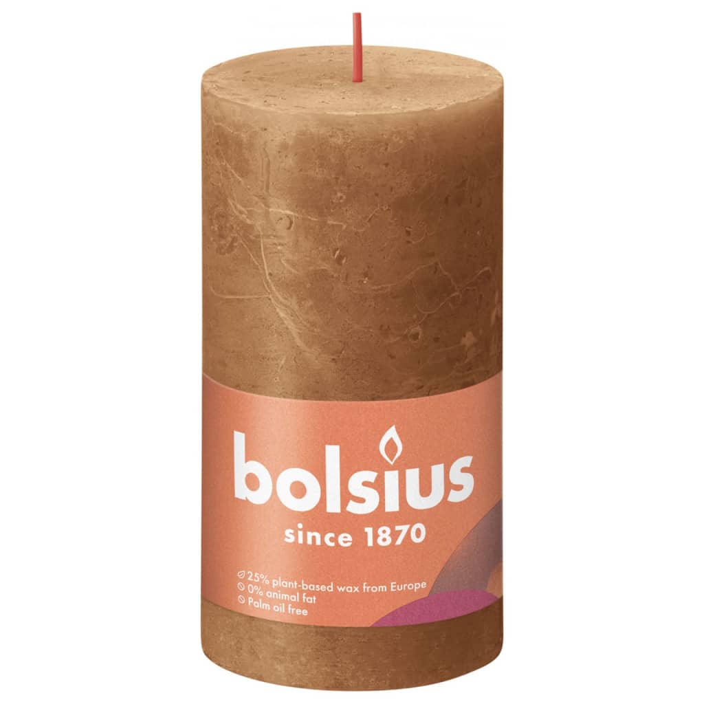 Bolsius Lumânări bloc rustice Shine, 4 buc., maro condiment, 130x68 mm Lando - Lando