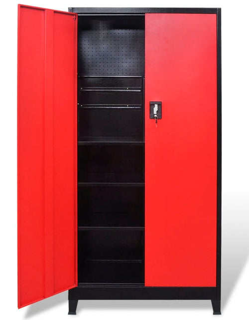 Загрузите изображение в средство просмотра галереи, Dulap scule cu 2 uși, oțel, 90 x 40 x 180 cm, negru și roșu - Lando
