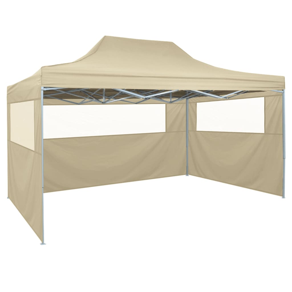 42513 Foldable Tent Pop-Up with 4 Side Walls 3x4,5 m Cream White Lando - Lando