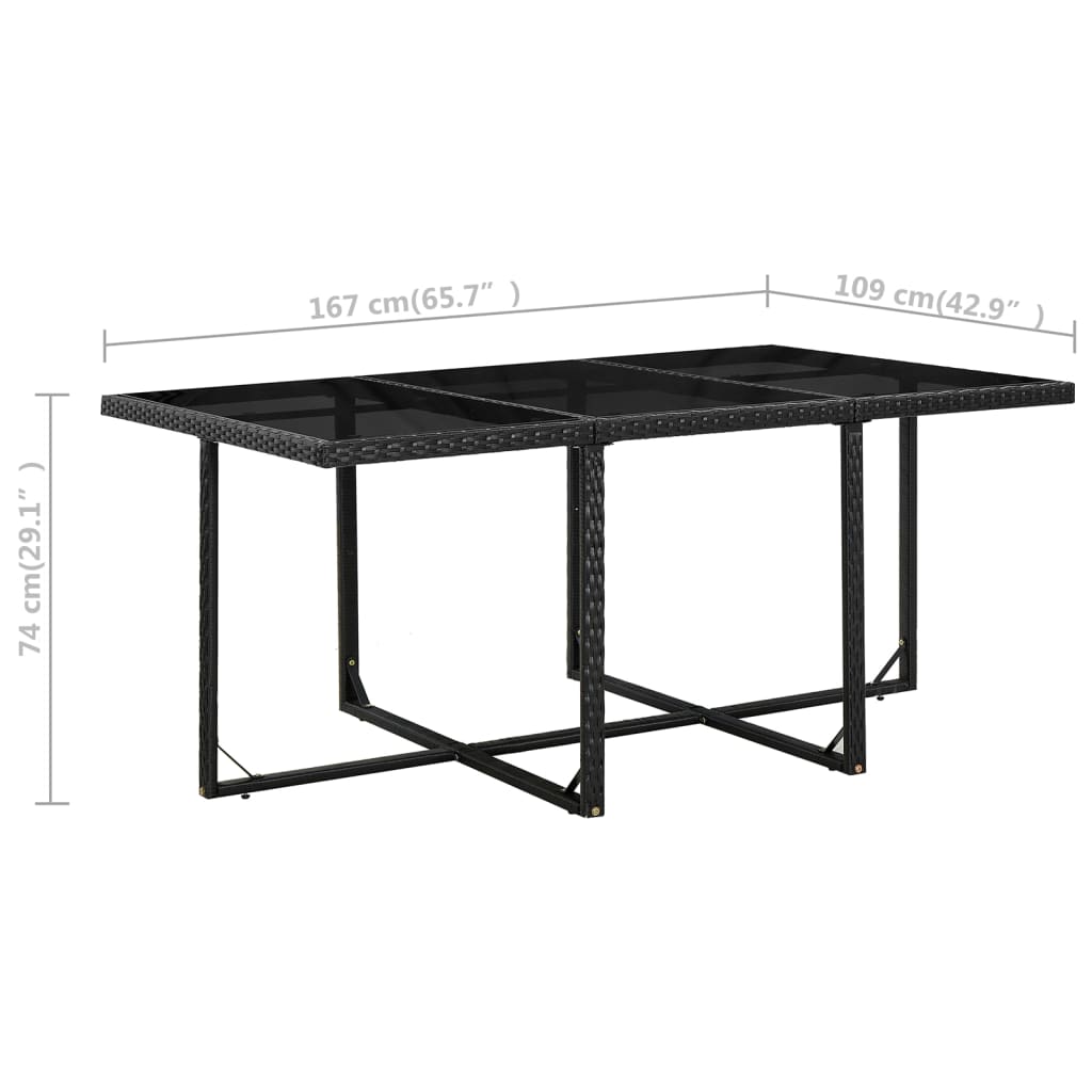 Set mobilier de exterior cu perne, 11 piese, negru, poliratan Lando - Lando