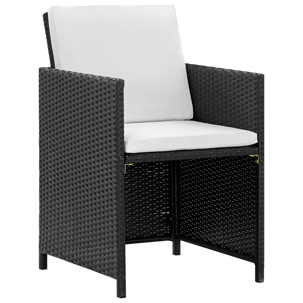 Set mobilier de exterior cu perne, 11 piese, negru, poliratan Lando - Lando