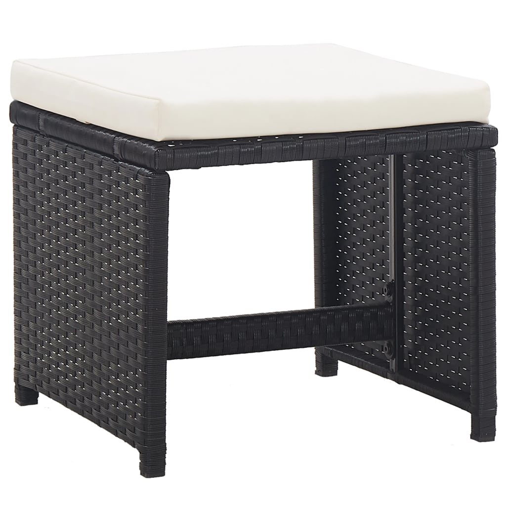 Set mobilier de exterior cu perne, 11 piese, negru, poliratan Lando - Lando