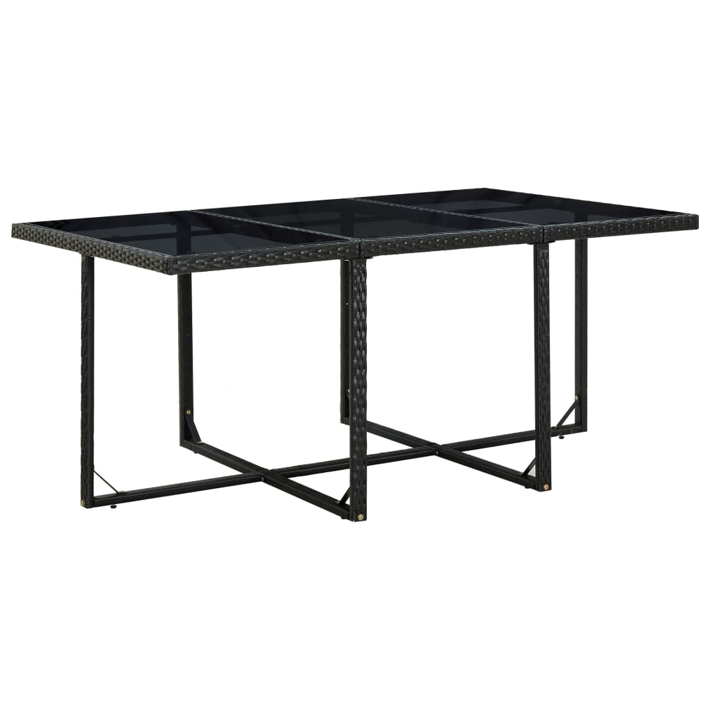 Set mobilier de exterior cu perne, 11 piese, negru, poliratan Lando - Lando