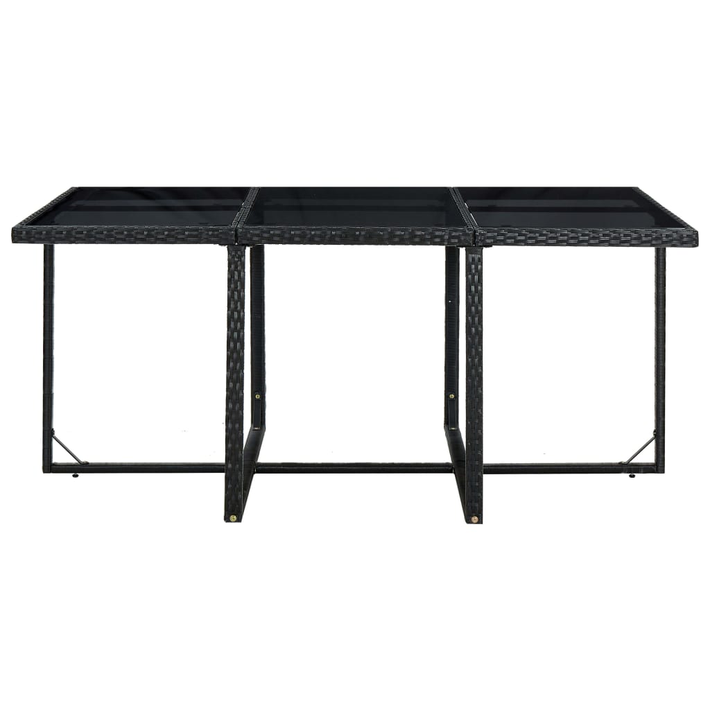 Set mobilier de exterior cu perne, 11 piese, negru, poliratan Lando - Lando