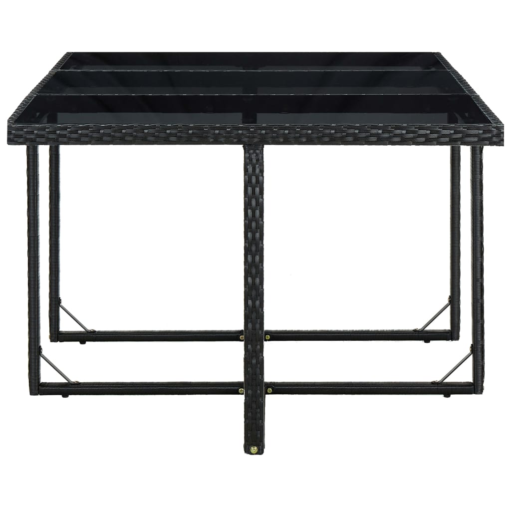 Set mobilier de exterior cu perne, 11 piese, negru, poliratan Lando - Lando