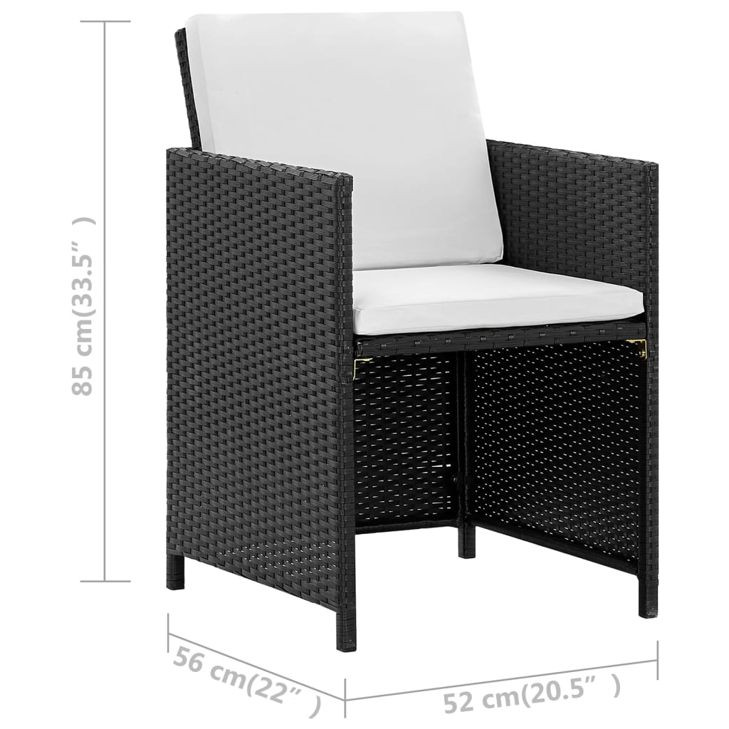 Set mobilier de exterior cu perne, 11 piese, negru, poliratan Lando - Lando