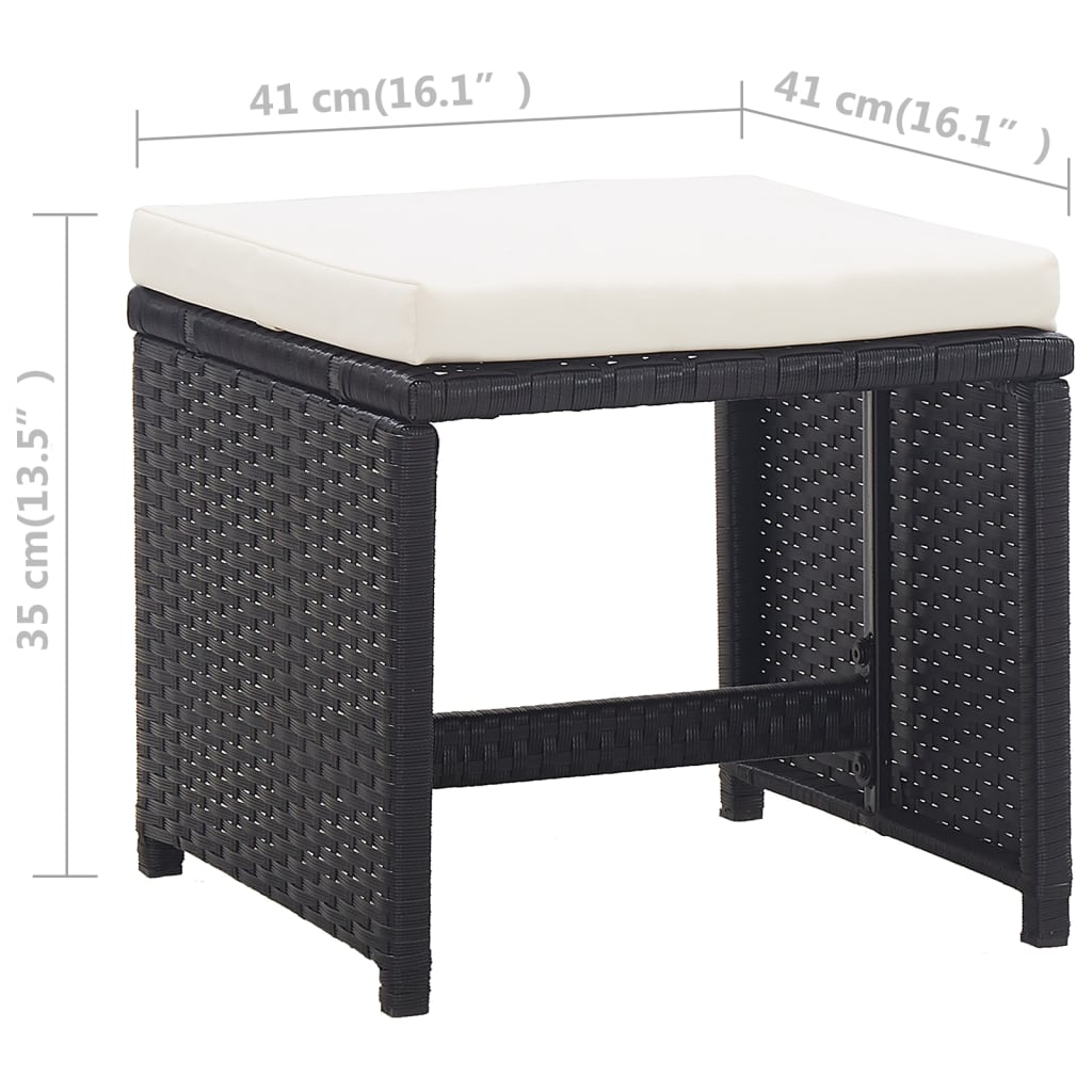 Set mobilier de exterior cu perne, 11 piese, negru, poliratan Lando - Lando