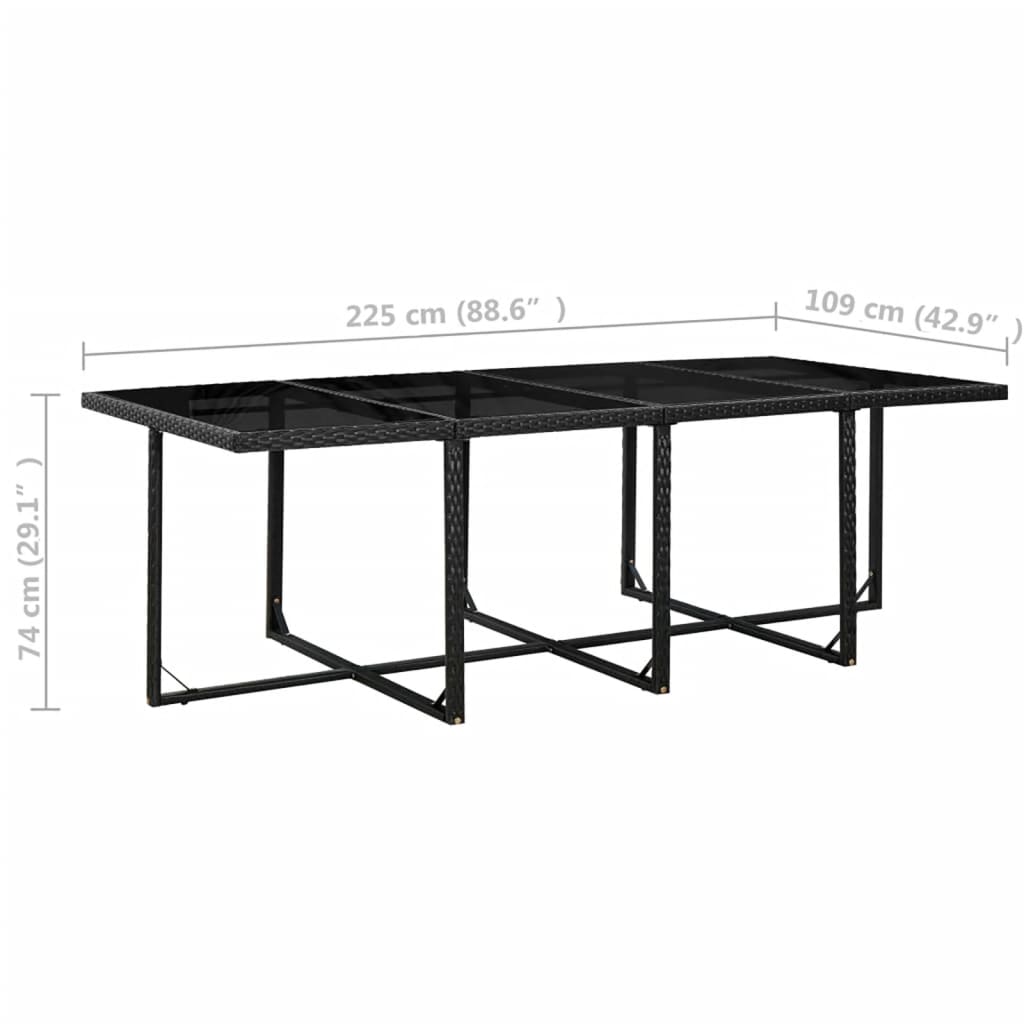 Set mobilier de exterior cu perne, 13 piese, negru, poliratan Lando - Lando