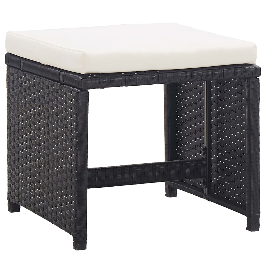 Set mobilier de exterior cu perne, 13 piese, negru, poliratan Lando - Lando