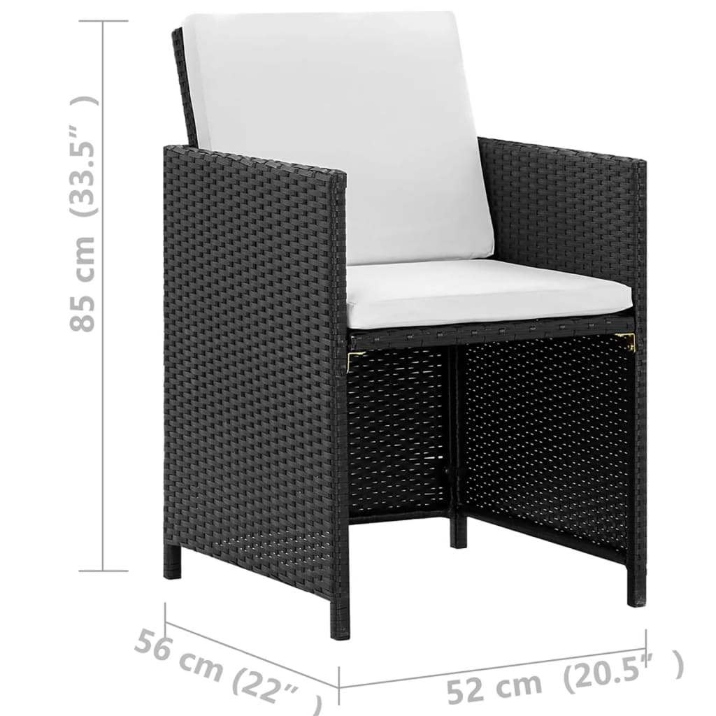 Set mobilier de exterior cu perne, 13 piese, negru, poliratan Lando - Lando