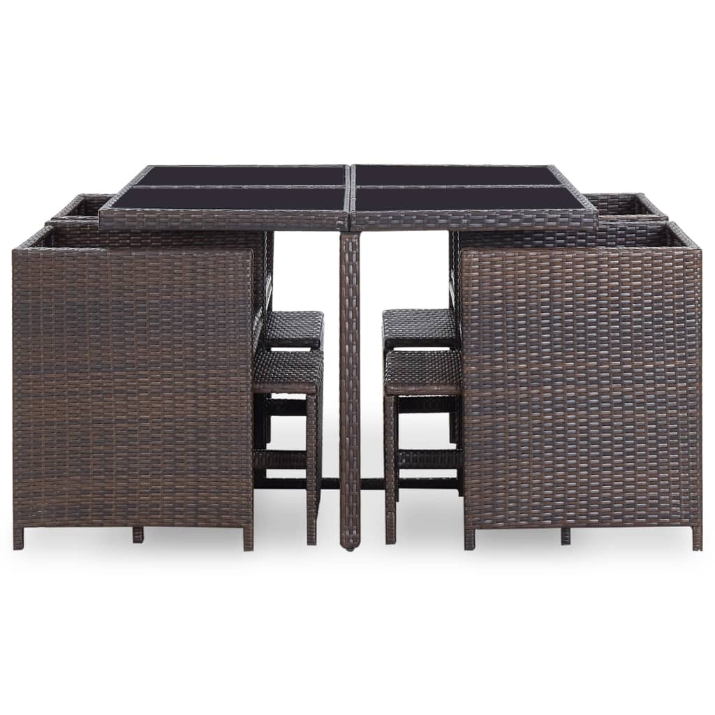 Set mobilier de exterior cu perne, 9 piese, maro, poliratan Lando - Lando