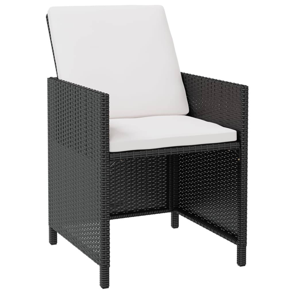 Set mobilier de exterior, 9 piese negru, poliratan, lemn acacia Lando - Lando