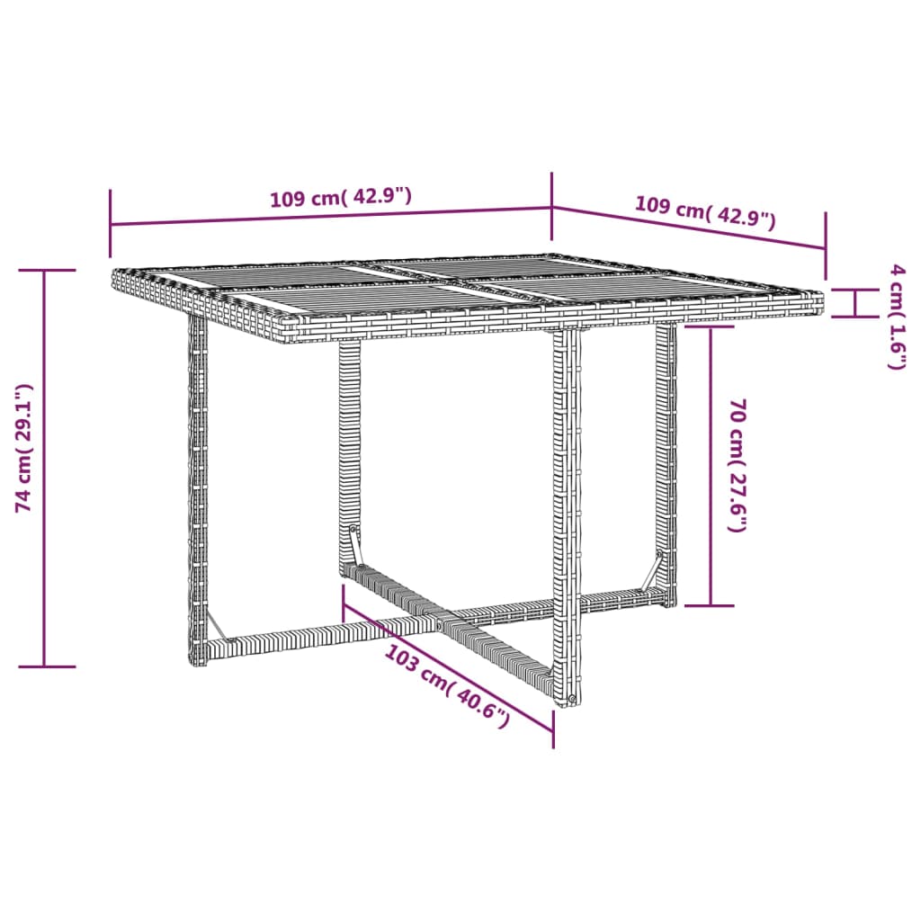 Set mobilier de exterior, 9 piese negru, poliratan, lemn acacia Lando - Lando