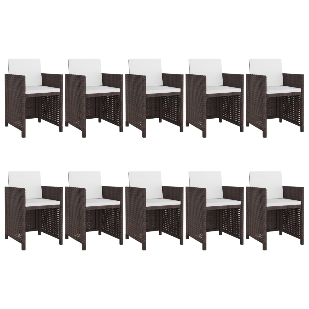 Set mobilier de exterior cu perne, 11 piese, maro, poliratan Lando - Lando