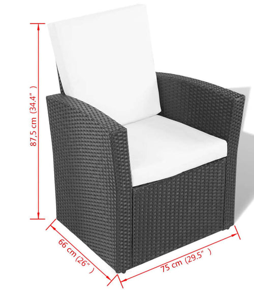 Încărcați imaginea în vizualizatorul Galerie, Set mobilier de grădină cu perne, 4 piese, negru, poliratan
