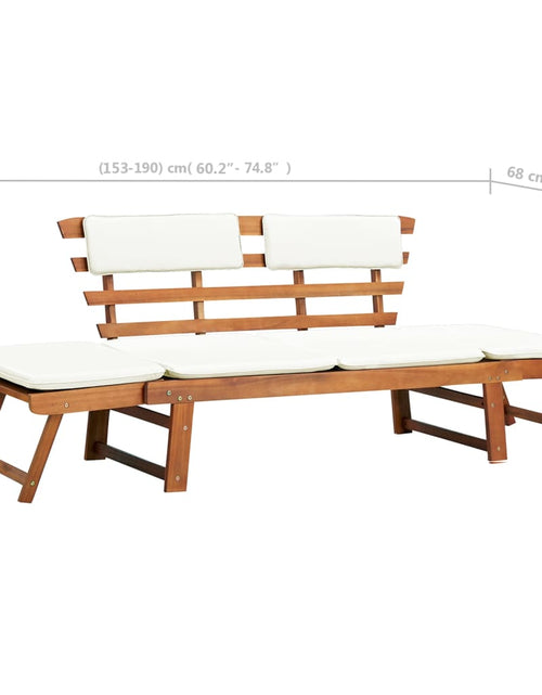 Încărcați imaginea în vizualizatorul Galerie, Bancă de grădină cu perne 2-în-1, 190 cm, lemn masiv de acacia - Lando
