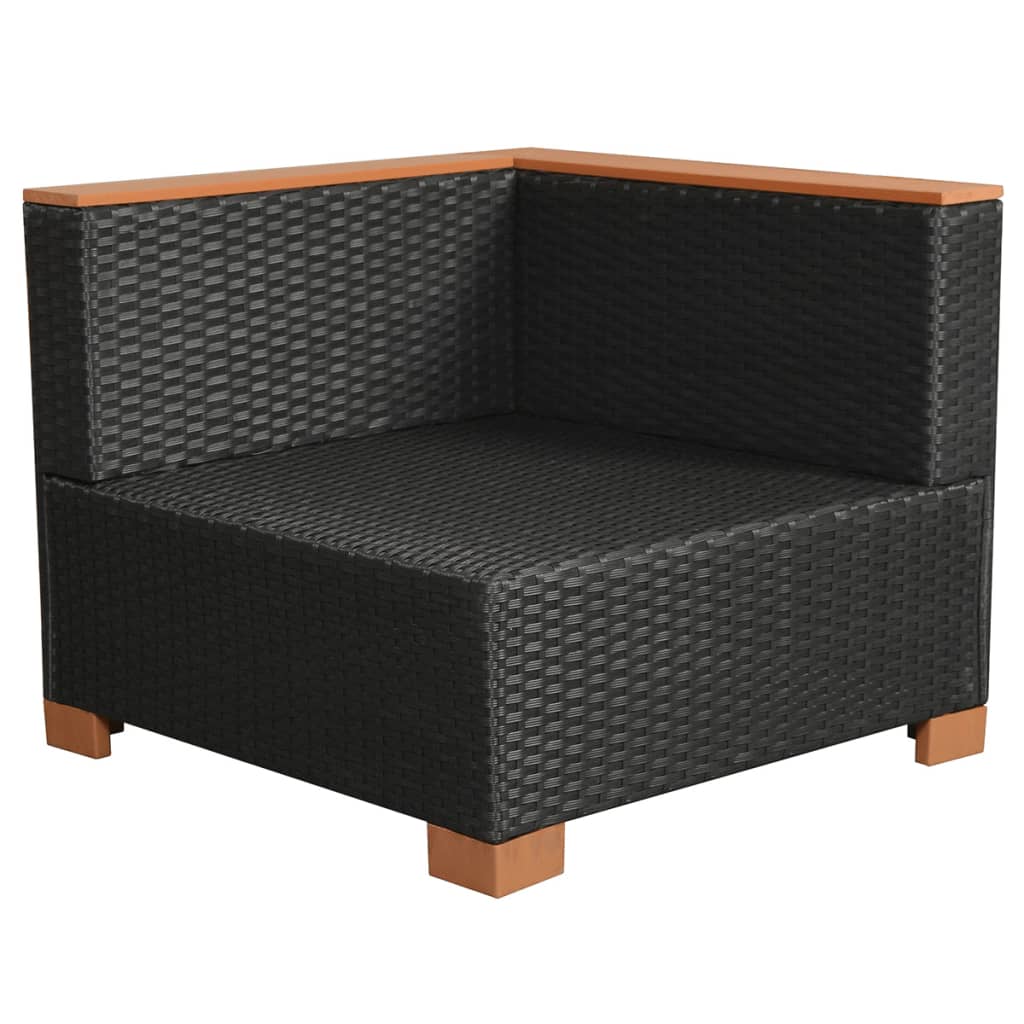 Set mobilier de grădină cu perne, 10 piese, negru, poliratan Lando - Lando