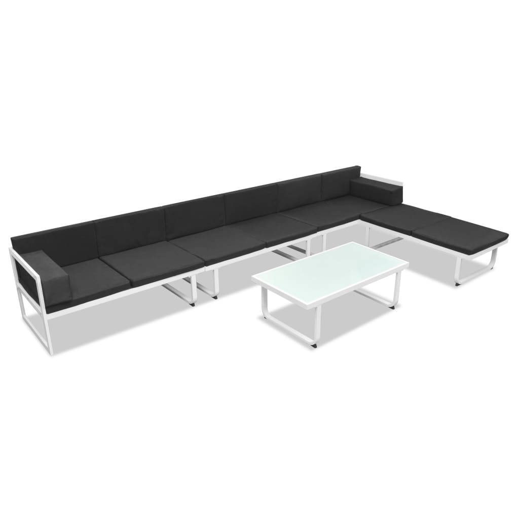 Set mobilier grădină, 5 piese, negru, textilenă și aluminiu Lando - Lando