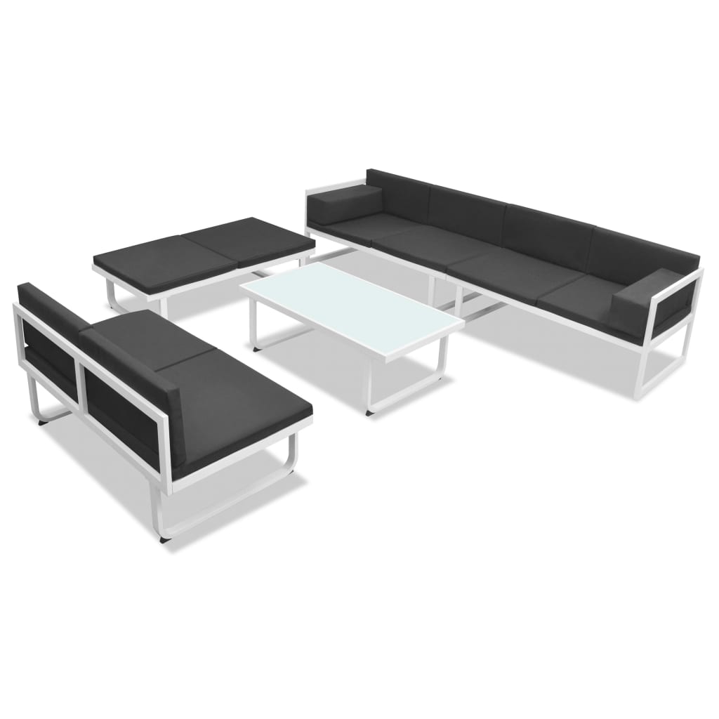 Set mobilier grădină, 5 piese, negru, textilenă și aluminiu Lando - Lando