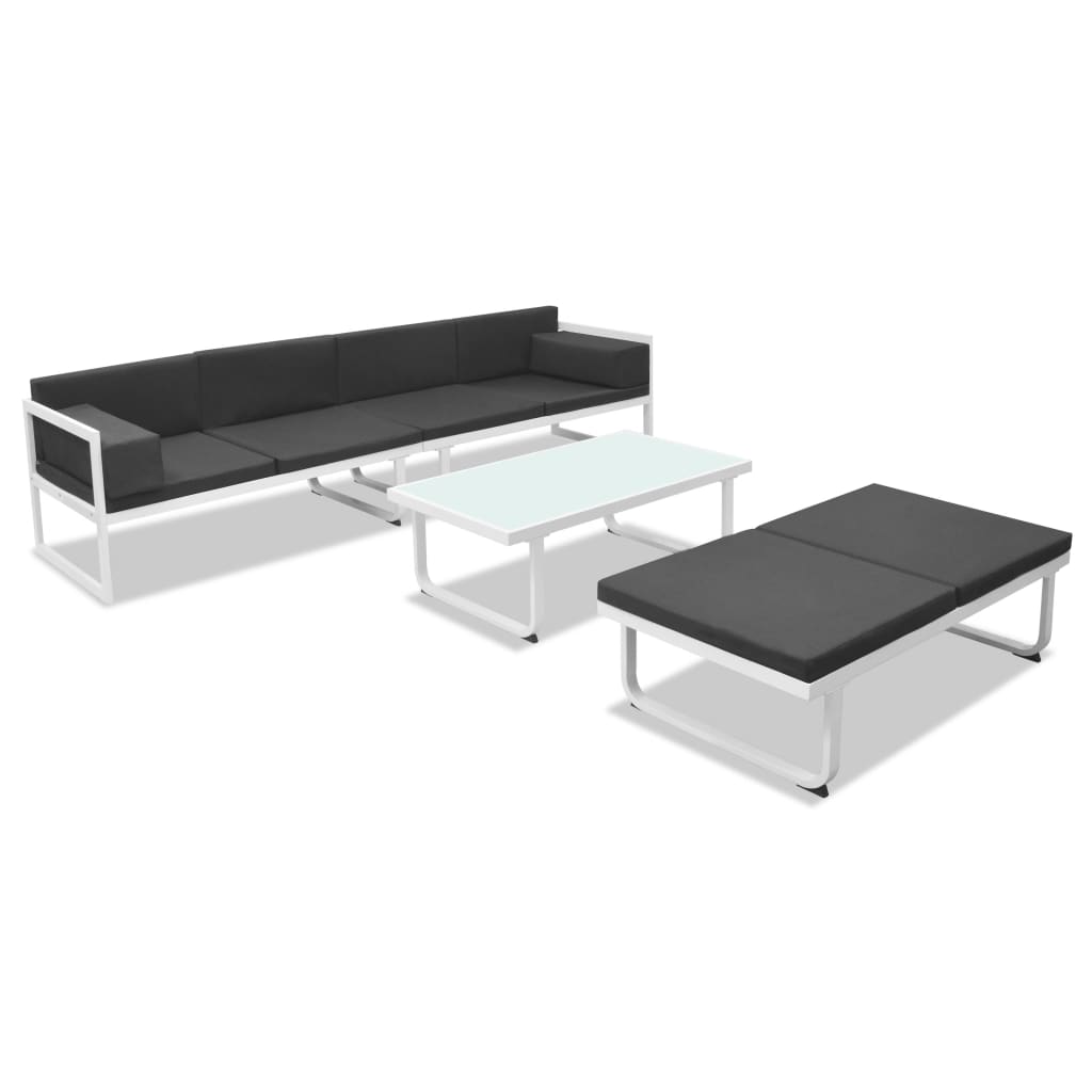 Set mobilier de grădină cu perne, 4 piese, negru, aluminiu Lando - Lando