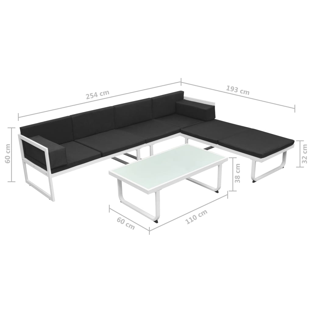 Set mobilier de grădină cu perne, 4 piese, negru, aluminiu Lando - Lando