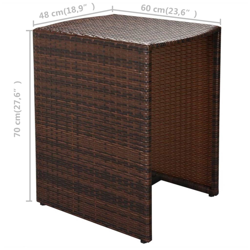 Set mobilier bistro cu perne, 3 piese, maro, poliratan Lando - Lando