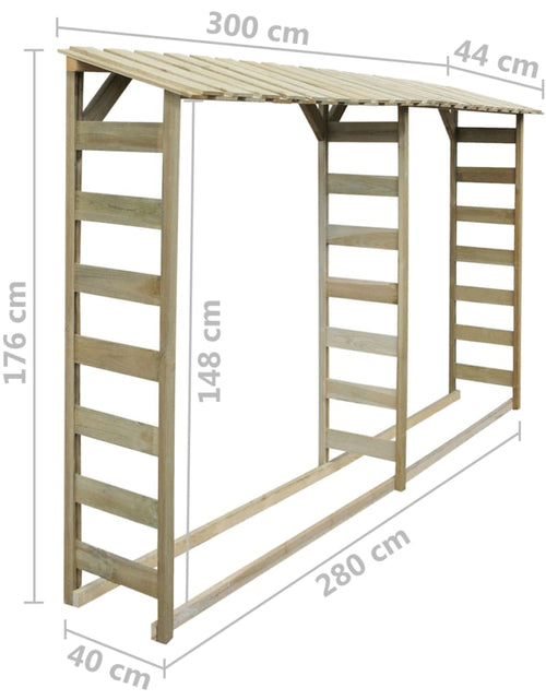 Încărcați imaginea în vizualizatorul Galerie, Șopron dublu pentru lemne, 300x44x176 cm, lemn de pin tratat Lando - Lando
