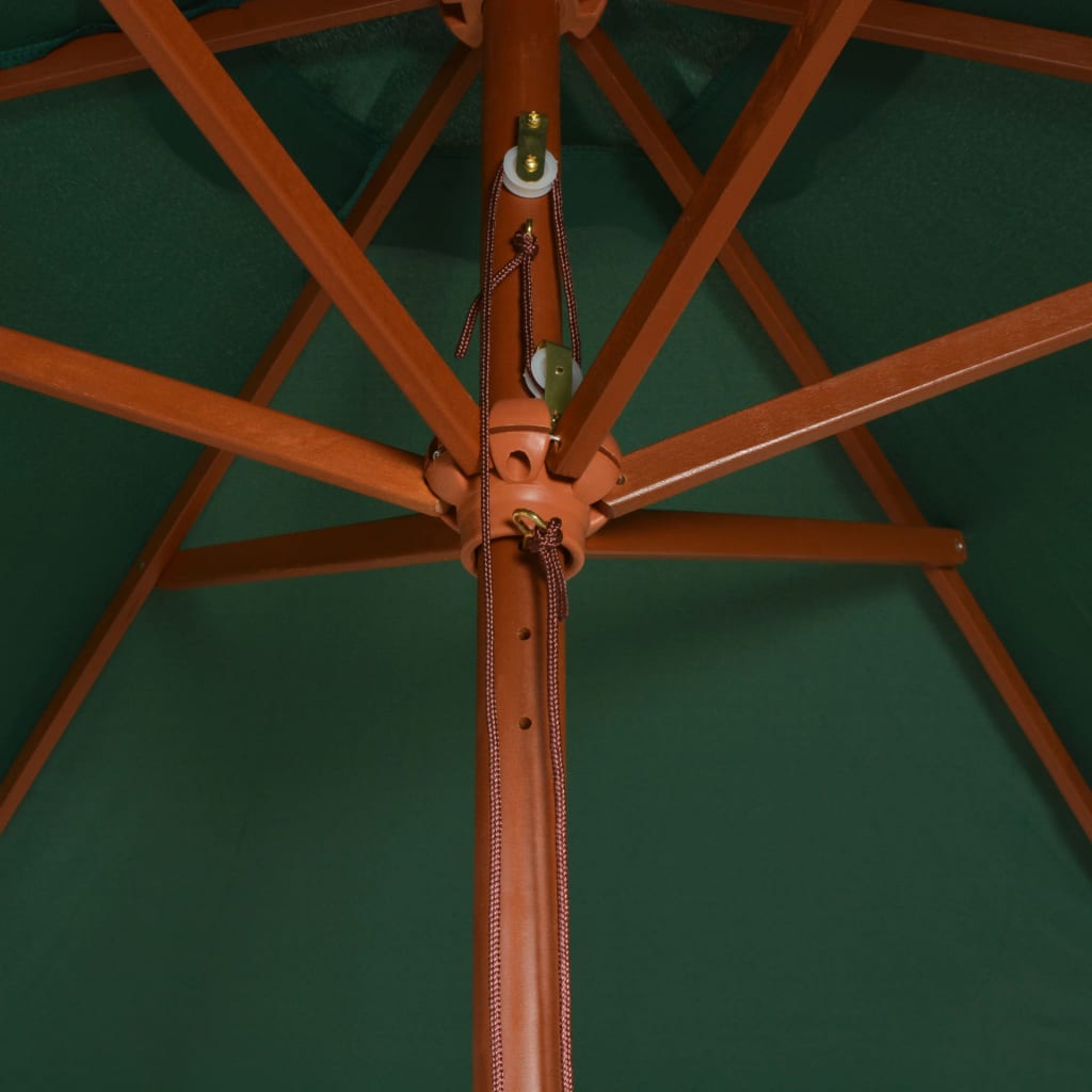 Umbrelă de soare cu stâlp de lemn 200x300 cm, verde Lando - Lando