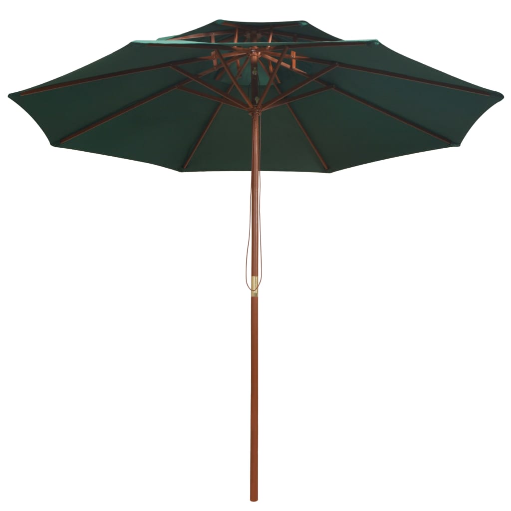 Umbrelă de soare dublă, 270x270 cm, stâlp de lemn, verde Lando - Lando