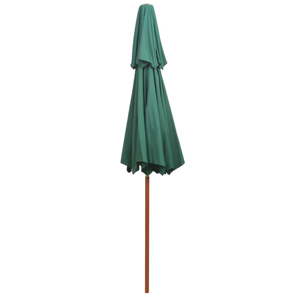 Umbrelă de soare dublă, 270x270 cm, stâlp de lemn, verde Lando - Lando