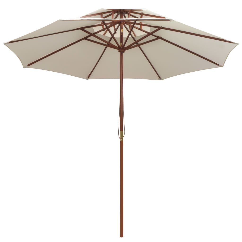 Umbrelă de soare dublă, 270x270 cm, stâlp de lemn, alb crem Lando - Lando