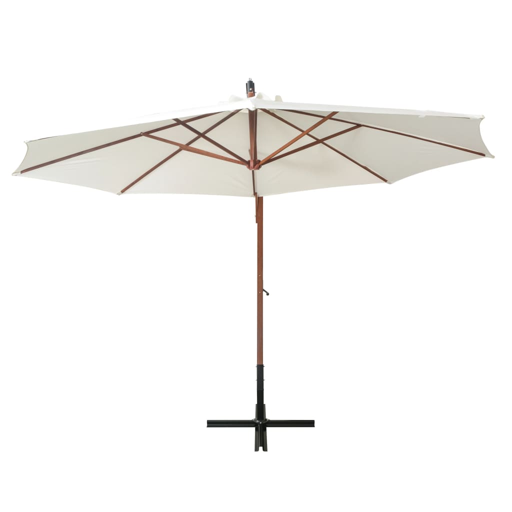 Umbrelă de soare suspendată cu stâlp de lemn, 350 cm, alb - Lando