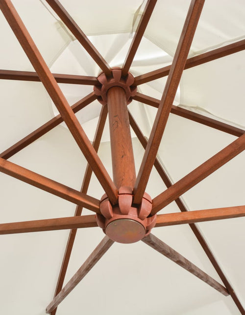 Încărcați imaginea în vizualizatorul Galerie, Umbrelă de soare suspendată cu stâlp de lemn, 350 cm, alb - Lando
