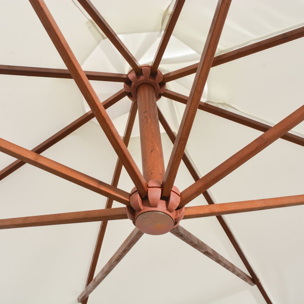Umbrelă de soare suspendată cu stâlp de lemn, 350 cm, alb - Lando