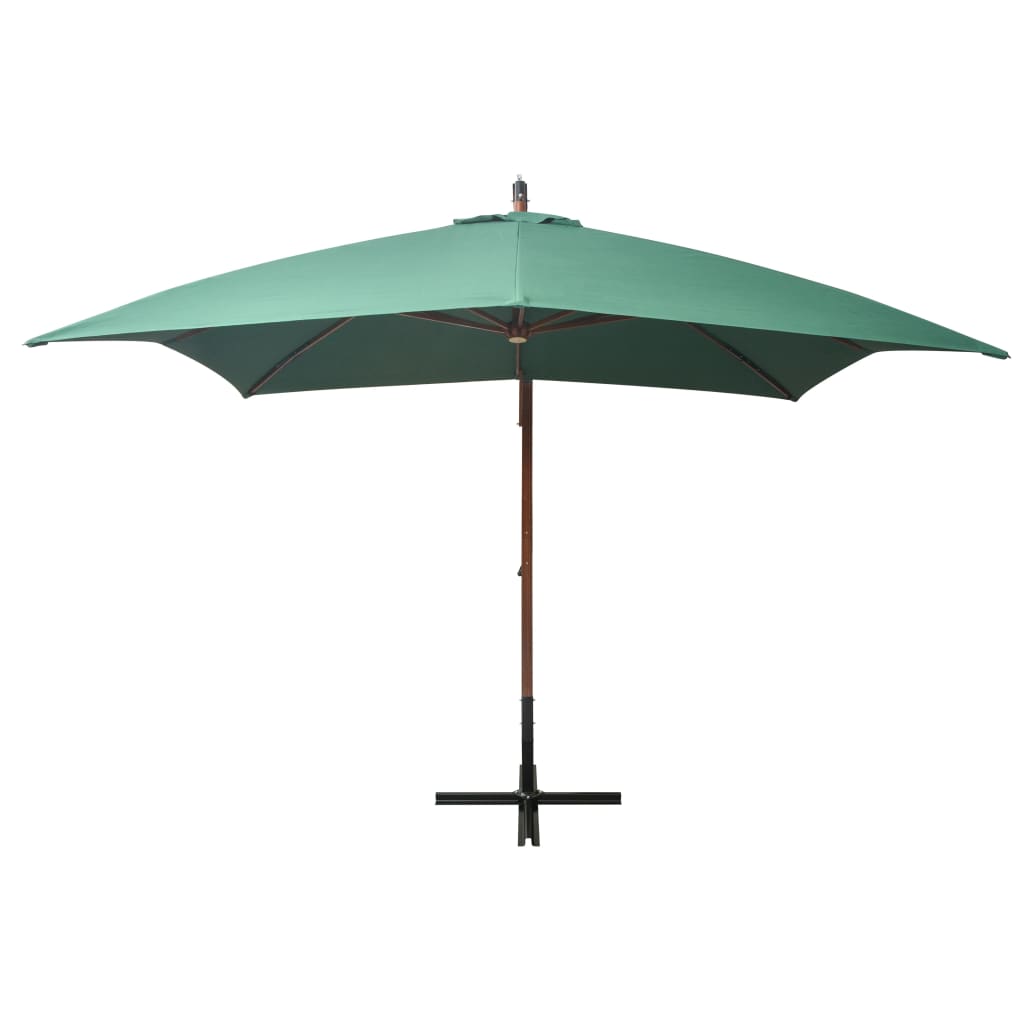 Umbrelă de soare suspendată, stâlp de lemn, 300x300 cm, verde Lando - Lando