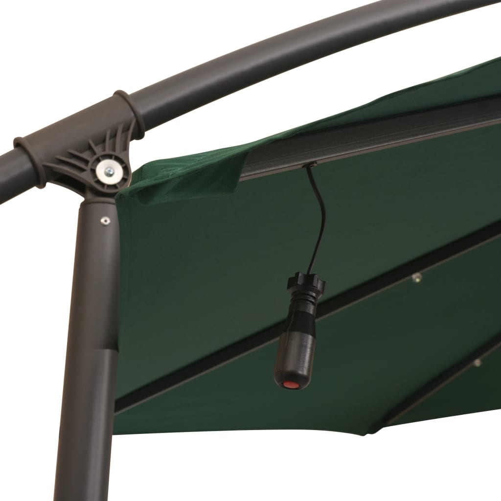 Umbrelă suspendată, iluminare LED, 300 cm, verde, stâlp metalic Lando - Lando