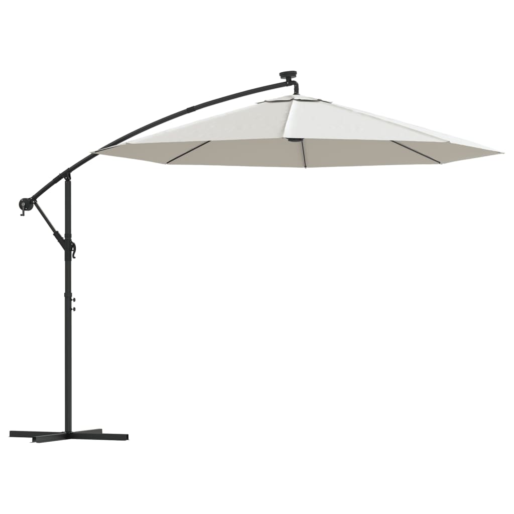 Umbrelă soare suspendată, iluminare LED, stâlp metalic 300 cm - Lando