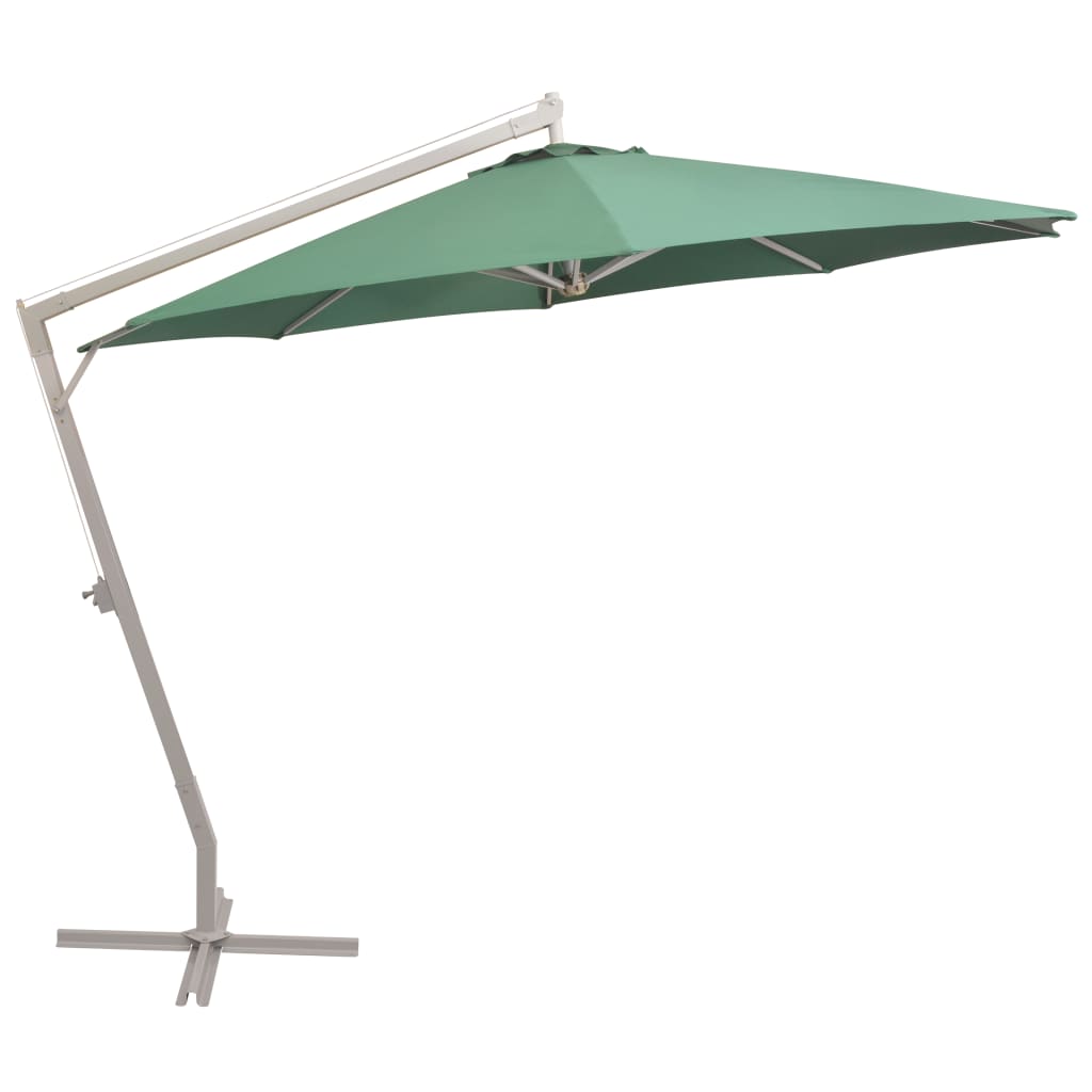 Umbrelă de soare suspendată 350 cm, stâlp de aluminiu, verde Lando - Lando