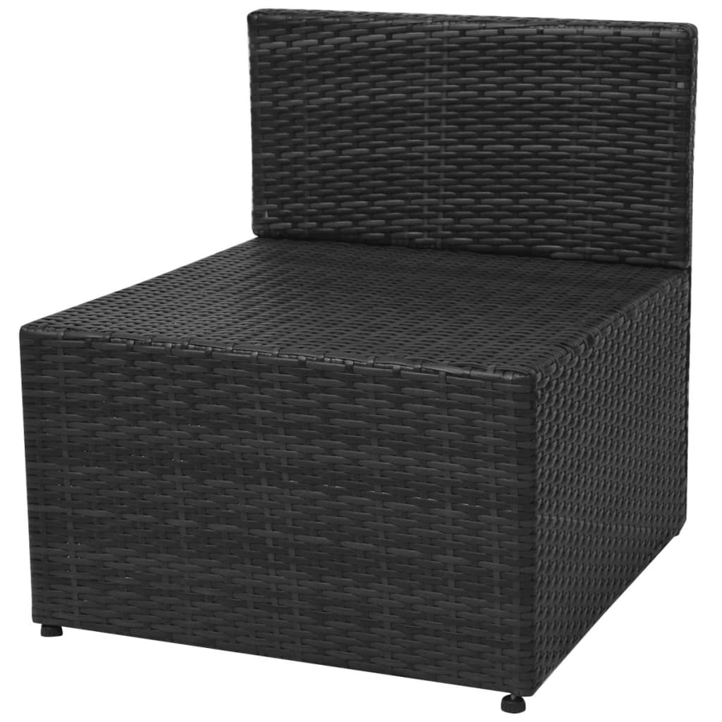 Set mobilier de grădină cu perne, 5 piese, negru, poliratan Lando - Lando