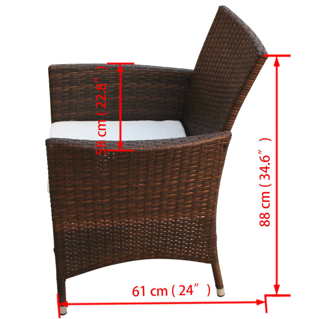 Set mobilier de exterior cu perne, 7 piese, maro, poliratan Lando - Lando