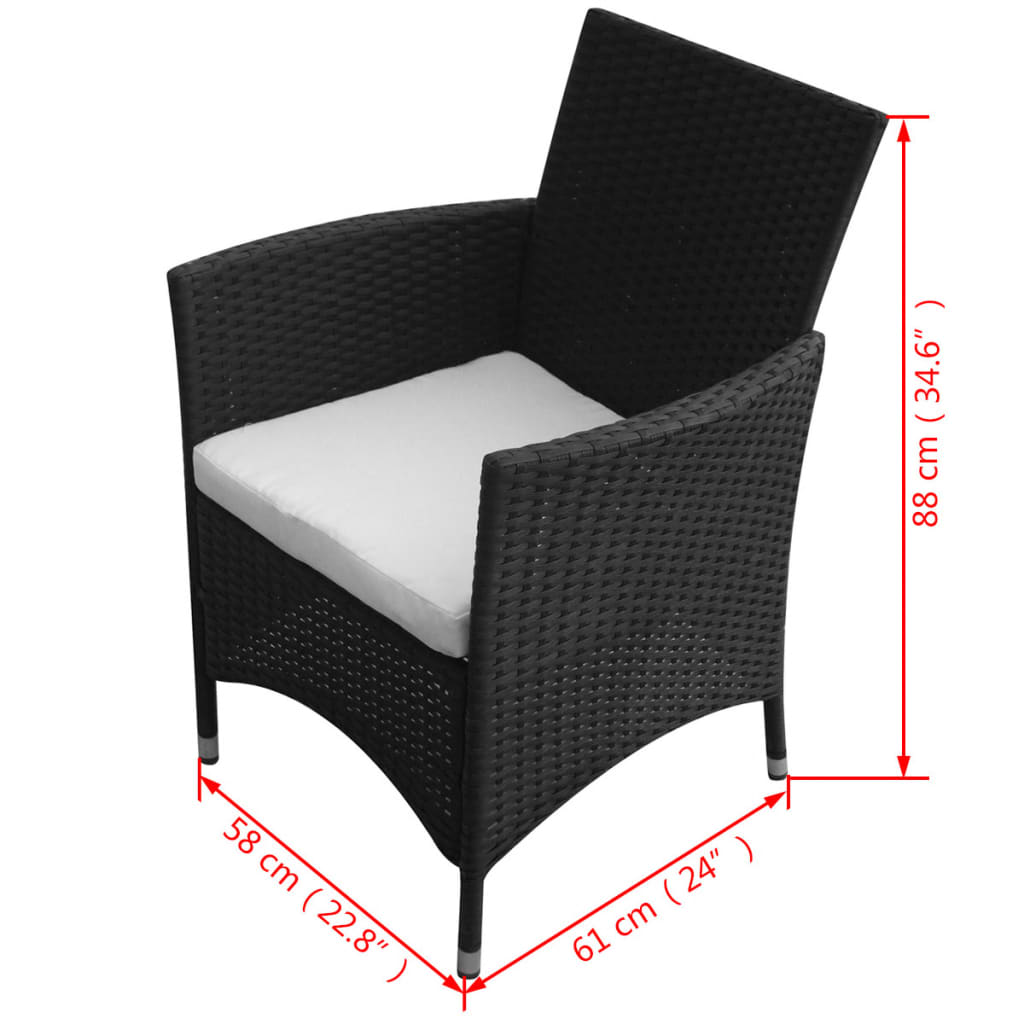 Set mobilier de exterior cu perne, 5 piese, negru, poliratan Lando - Lando