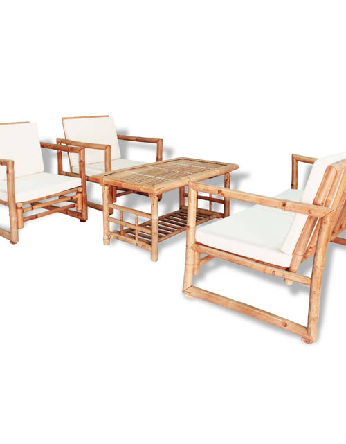 Încărcați imaginea în vizualizatorul Galerie, Set mobilier de grădină cu perne, 4 piese, bambus Lando - Lando
