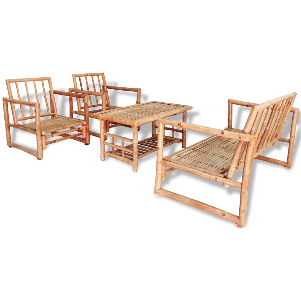 Set mobilier de grădină cu perne, 4 piese, bambus Lando - Lando