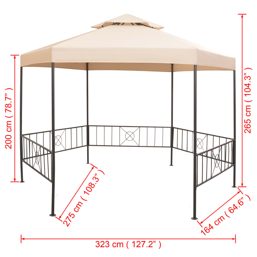 Pavilion marchiză de grădină, cort, hexagonal, 323x265 cm, bej Lando - Lando