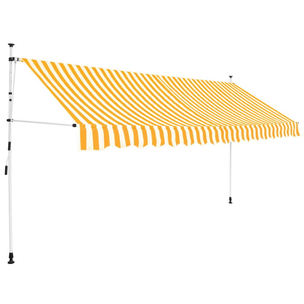 Copertină retractabilă manual, portocaliu și alb, 400 cm, dungi Lando