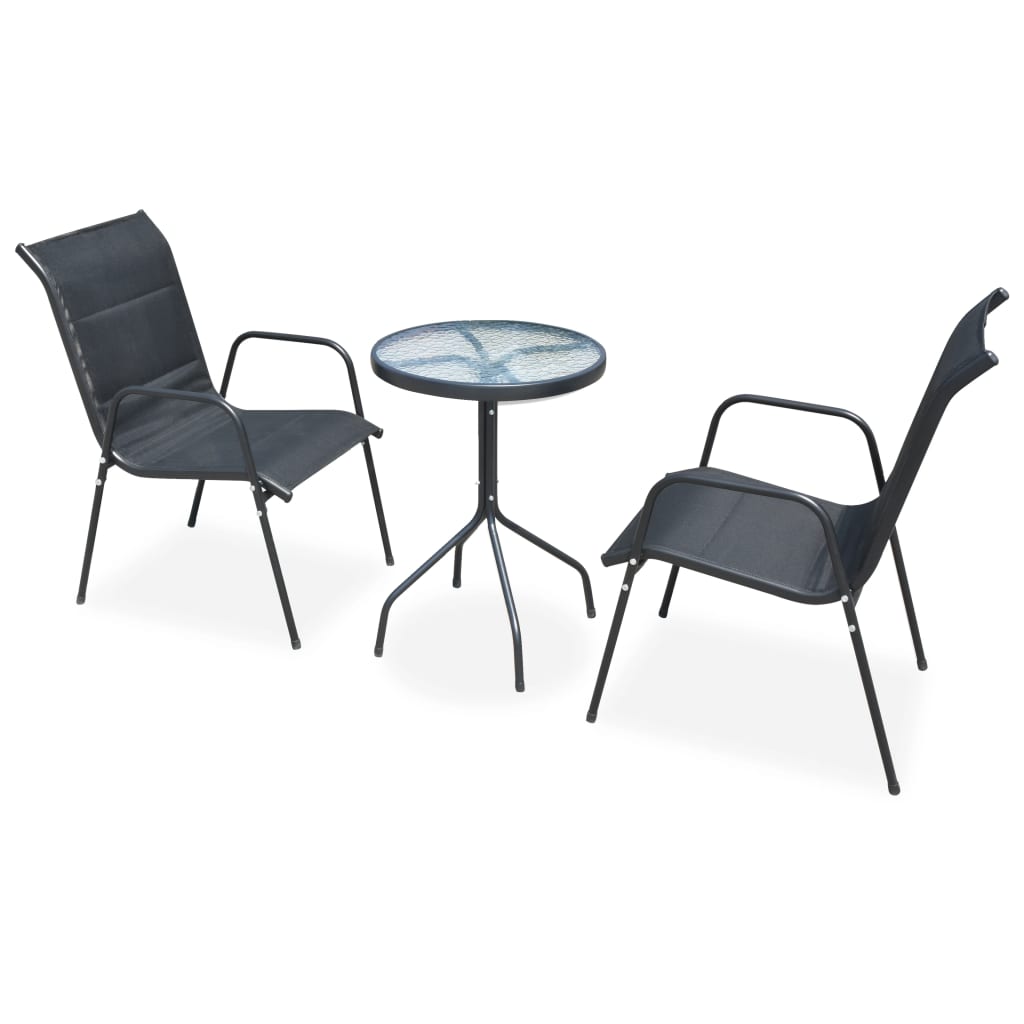 Set mobilier bistro, 3 piese, negru, oțel Lando - Lando